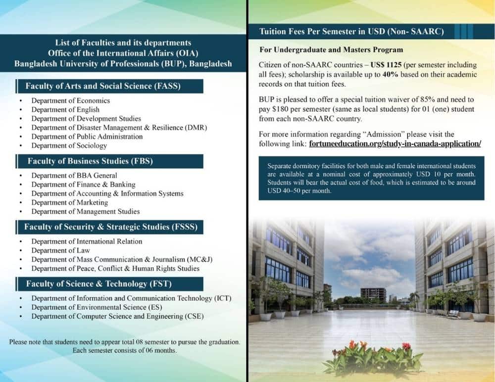 Bangladesh University of Professionals (BUP) for Foreign Students