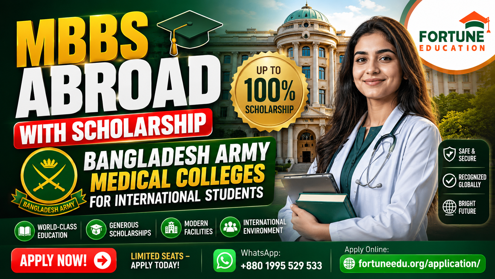 MBBS Abroad with Scholarship Bangladesh Army Medical Colleges for International Students